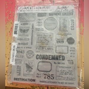 Tim Holtz New in Package Stampers Anonymous Field Notes Stamp Set